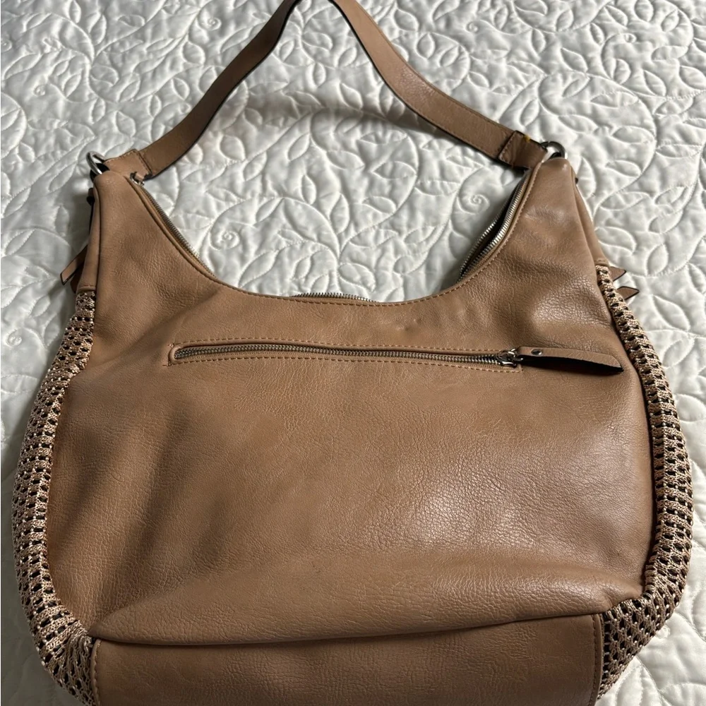 Ellen Tracy Tan Woven Shoulder Bag